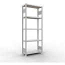 Schulte Lagertechnik Système de rayonnage à tablettes emboîtables MULTIplus 250, rayonnage de base, verrou de longueur, 2000x750x300 mm, 5 tablettes, gris clair