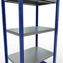 Schulte Lagertechnik Système de rayonnage à tablettes emboîtables MULTIplus 250, rayonnage de base, verrou de longueur, 2000x750x500 mm, 5 tablettes, bleu gentiane/galvanisé