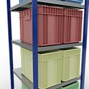 Schulte Lagertechnik Système de rayonnage à tablettes emboîtables MULTIplus 250, rayonnage de base, verrou de longueur, 2000x750x800 mm, 5 tablettes, bleu gentiane/galvanisé