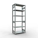 Schulte Lagertechnik Système de rayonnage à tablettes emboîtables MULTIplus 250, rayonnage de base, verrou de longueur, 2500x1000x500 mm, 6 tablettes, galvanisé