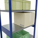 Schulte Lagertechnik Système de rayonnage à tablettes emboîtables MULTIplus 250, rayonnage de base, verrou de longueur, 2500x1000x600 mm, 6 tablettes, bleu gentiane/galvanisé