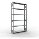 Schulte Lagertechnik Système de rayonnage à tablettes emboîtables MULTIplus 250, rayonnage de base, verrou de longueur, 2500x1300x300 mm, 6 tablettes, galvanisé