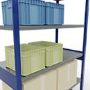 Schulte Lagertechnik Système de rayonnage à tablettes emboîtables MULTIplus 250, rayonnage de base, verrou de longueur, 2500x1300x600 mm, 6 tablettes, bleu gentiane/galvanisé