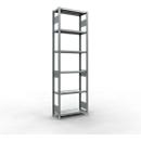 Schulte Lagertechnik Système de rayonnage à tablettes emboîtables MULTIplus 250, rayonnage de base, verrou de longueur, 2500x750x300 mm, 6 tablettes, galvanisé