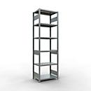 Schulte Lagertechnik Système de rayonnage à tablettes emboîtables MULTIplus 250, rayonnage de base, verrou de longueur, 2500x750x600 mm, 6 tablettes, galvanisé