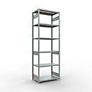 Schulte Lagertechnik Système de rayonnage à tablettes emboîtables MULTIplus 250, rayonnage de base, verrou de longueur, 3000x1000x600 mm, 7 tablettes, galvanisé