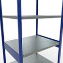 Schulte Lagertechnik Système de rayonnage à tablettes emboîtables MULTIplus 250, rayonnage de base, verrou de longueur, 3000x1000x800 mm, 7 tablettes, bleu gentiane/galvanisé