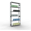 Schulte Lagertechnik Système de rayonnage à tablettes emboîtables MULTIplus 250, rayonnage de base, verrou de longueur, 3000x1300x300 mm, 7 tablettes, galvanisé