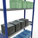 Schulte Lagertechnik Système de rayonnage à tablettes emboîtables MULTIplus 250, rayonnage de base, verrou de longueur, 3000x1300x400 mm, 7 tablettes, bleu gentiane/galvanisé