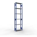 Schulte Lagertechnik Système de rayonnage à tablettes emboîtables MULTIplus 250, rayonnage de base, verrou de longueur, 3000x750x300 mm, 7 tablettes, bleu gentiane/galvanisé