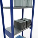Schulte Lagertechnik Système de rayonnage à tablettes emboîtables MULTIplus 250, rayonnage de base, verrou de longueur, 3000x750x400 mm, 7 tablettes, bleu gentiane/galvanisé