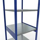 Schulte Lagertechnik Système de rayonnage à tablettes emboîtables MULTIplus 250, rayonnage de base, verrou de longueur, 3000x750x800 mm, 7 tablettes, bleu gentiane/galvanisé