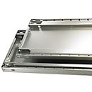 Schulte Lagertechnik Système de rayonnages à tablettes emboîtables MULTIplus 250, rayonnage de base, verrou de longueur, 2000x1000x300 mm, 5 tablettes, gris clair