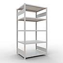 Schulte Lagertechnik Système de rayonnages à tablettes emboîtables MULTIplus 250, rayonnage de base, verrou de longueur, 2000x1000x800 mm, 5 tablettes, gris clair