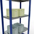 Schulte Lagertechnik Système de rayonnages à tablettes emboîtables MULTIplus 250, rayonnage de base, verrou de longueur, 2000x750x400 mm, 5 tablettes, bleu gentiane/galvanisé