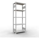 Schulte Lagertechnik Système de rayonnages à tablettes emboîtables MULTIplus 250, rayonnage de base, verrou de longueur, 2000x750x400 mm, 5 tablettes, gris clair