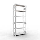 Schulte Lagertechnik Système de rayonnages à tablettes emboîtables MULTIplus 250, rayonnage de base, verrou de longueur, 2500x1000x300 mm, 6 tablettes, gris clair
