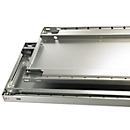 Schulte Lagertechnik Système de rayonnages à tablettes emboîtables MULTIplus 250, rayonnage de base, verrou de longueur, 2500x1000x500 mm, 6 tablettes, gris clair