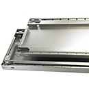 Schulte Lagertechnik Système de rayonnages à tablettes emboîtables MULTIplus 250, rayonnage de base, verrou de longueur, 2500x1000x800 mm, 6 tablettes, gris clair