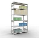 Schulte Lagertechnik Système de rayonnages à tablettes emboîtables MULTIplus 250, rayonnage de base, verrou de longueur, 2500x1300x600 mm, 6 tablettes, gris clair