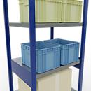 Schulte Lagertechnik Système de rayonnages à tablettes emboîtables MULTIplus 250, rayonnage de base, verrou de longueur, 2500x750x600 mm, 6 tablettes, bleu gentiane/galvanisé