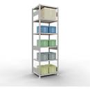 Schulte Lagertechnik Système de rayonnages à tablettes emboîtables MULTIplus 250, rayonnage de base, verrou de longueur, 2500x750x600 mm, 6 tablettes, gris clair