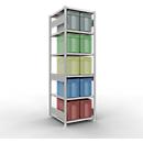 Schulte Lagertechnik Système de rayonnages à tablettes emboîtables MULTIplus 250, rayonnage de base, verrou de longueur, 2500x750x800 mm, 6 tablettes, gris clair