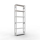 Schulte Lagertechnik Système de rayonnages à tablettes emboîtables MULTIplus 250, rayonnage de base, verrou de longueur, 3000x1000x300 mm, 7 tablettes, gris clair