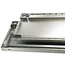 Schulte Lagertechnik Système de rayonnages à tablettes emboîtables MULTIplus 250, rayonnage de base, verrou de longueur, 3000x1000x400 mm, 7 tablettes, gris clair
