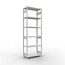 Schulte Lagertechnik Système de rayonnages à tablettes emboîtables MULTIplus 250, rayonnage de base, verrou de longueur, 3000x1000x500 mm, 7 tablettes, gris clair