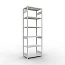 Schulte Lagertechnik Système de rayonnages à tablettes emboîtables MULTIplus 250, rayonnage de base, verrou de longueur, 3000x1000x600 mm, 7 tablettes, gris clair