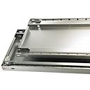 Schulte Lagertechnik Système de rayonnages à tablettes emboîtables MULTIplus 250, rayonnage de base, verrou de longueur, 3000x1000x800 mm, 7 tablettes, gris clair