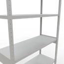 Schulte Lagertechnik Système de rayonnages à tablettes emboîtables MULTIplus 250, rayonnage de base, verrou de longueur, 3000x1300x500 mm, 7 tablettes, gris clair