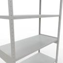 Schulte Lagertechnik Système de rayonnages à tablettes emboîtables MULTIplus 250, rayonnage de base, verrou de longueur, 3000x1300x600 mm, 7 tablettes, gris clair