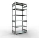 Schulte MULTIplus250 Rayonnage emboîtable, rayonnage de base, 7 tablettes, jusqu'à 250 kg par tablette, montage sans outillage L 1300 x P 800 x H 3000, gris argenté