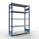Schulte MULTIplus250 Steckregal, Grundregal, 5 Fachböden, bis 250 kg je Fachboden, werkzeuglos montierbar, B 1300 x T 500 x H 2000, enzianblau/verzinkt