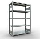 Schulte MULTIplus250 Steckregal, Grundregal, 5 Fachböden, bis 250 kg je Fachboden, werkzeuglos montierbar B 1300 x T 600 x H 2000, silbergrau