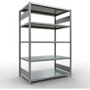 Schulte MULTIplus250 Steckregal, Grundregal, 5 Fachböden, bis 250 kg je Fachboden, werkzeuglos montierbar B 1300 x T 800 x H 2000, silbergrau