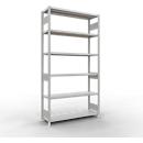 Schulte MULTIplus250 Steckregal, Grundregal, 6 Fachböden, bis 250 kg je Fachboden, werkzeuglos montierbar B 1300 x T 400 x H 2500, lichtgrau