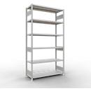 Schulte MULTIplus250 Steckregal, Grundregal, 6 Fachböden, bis 250 kg je Fachboden, werkzeuglos montierbar, B 1300 x T 500 x H 2500, lichtgrau