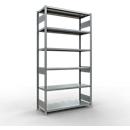 Schulte MULTIplus250 Steckregal, Grundregal, 6 Fachböden, bis 250 kg je Fachboden, werkzeuglos montierbar B 1300 x T 500 x H 2500, silbergrau