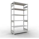 Schulte MULTIplus250 Steckregal, Grundregal, 6 Fachböden, bis 250 kg je Fachboden, werkzeuglos montierbar, B 1300 x T 600 x H 2500, lichtgrau