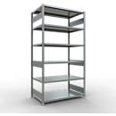 Schulte MULTIplus250 Steckregal, Grundregal, 6 Fachböden, bis 250 kg je Fachboden, werkzeuglos montierbar B 1300 x T 800 x H 2500, silbergrau