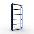 Schulte MULTIplus250 Steckregal, Grundregal, 7 Fachböden, bis 250 kg je Fachboden, werkzeuglos montierbar, B 1300 x T 300 x H 3000, enzianblau/verzinkt