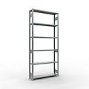 Schulte MULTIplus250 Steckregal, Grundregal, 7 Fachböden, bis 250 kg je Fachboden, werkzeuglos montierbar B 1300 x T 300 x H 3000, silbergrau