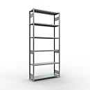 Schulte MULTIplus250 Steckregal, Grundregal, 7 Fachböden, bis 250 kg je Fachboden, werkzeuglos montierbar B 1300 x T 400 x H 3000, silbergrau