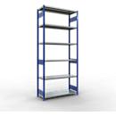 Schulte MULTIplus250 Steckregal, Grundregal, 7 Fachböden, bis 250 kg je Fachboden, werkzeuglos montierbar, B 1300 x T 500 x H 3000, enzianblau/verzinkt