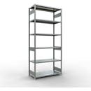 Schulte MULTIplus250 Steckregal, Grundregal, 7 Fachböden, bis 250 kg je Fachboden, werkzeuglos montierbar B 1300 x T 600 x H 3000, silbergrau