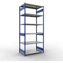 Schulte MULTIplus250 Steckregal, Grundregal, 7 Fachböden, bis 250 kg je Fachboden, werkzeuglos montierbar, B 1300 x T 800 x H 3000, enzianblau/verzinkt