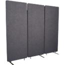 Séparation acoustique Luxor, 3 panneaux, avec pieds, env. 19 kg, dimensions totales L 1830 x P 35 x H 1680 mm, matériaux recyclés, gris ardoise